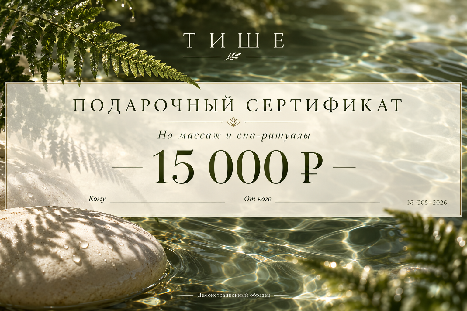 ТИШЕ — Спа / 15 000 ₽ / Оливковый свет и природная фактура