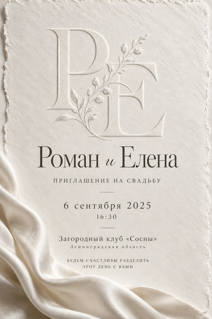 Роман и Елена — 6 сентября 2025 / Тиснение и шёлк